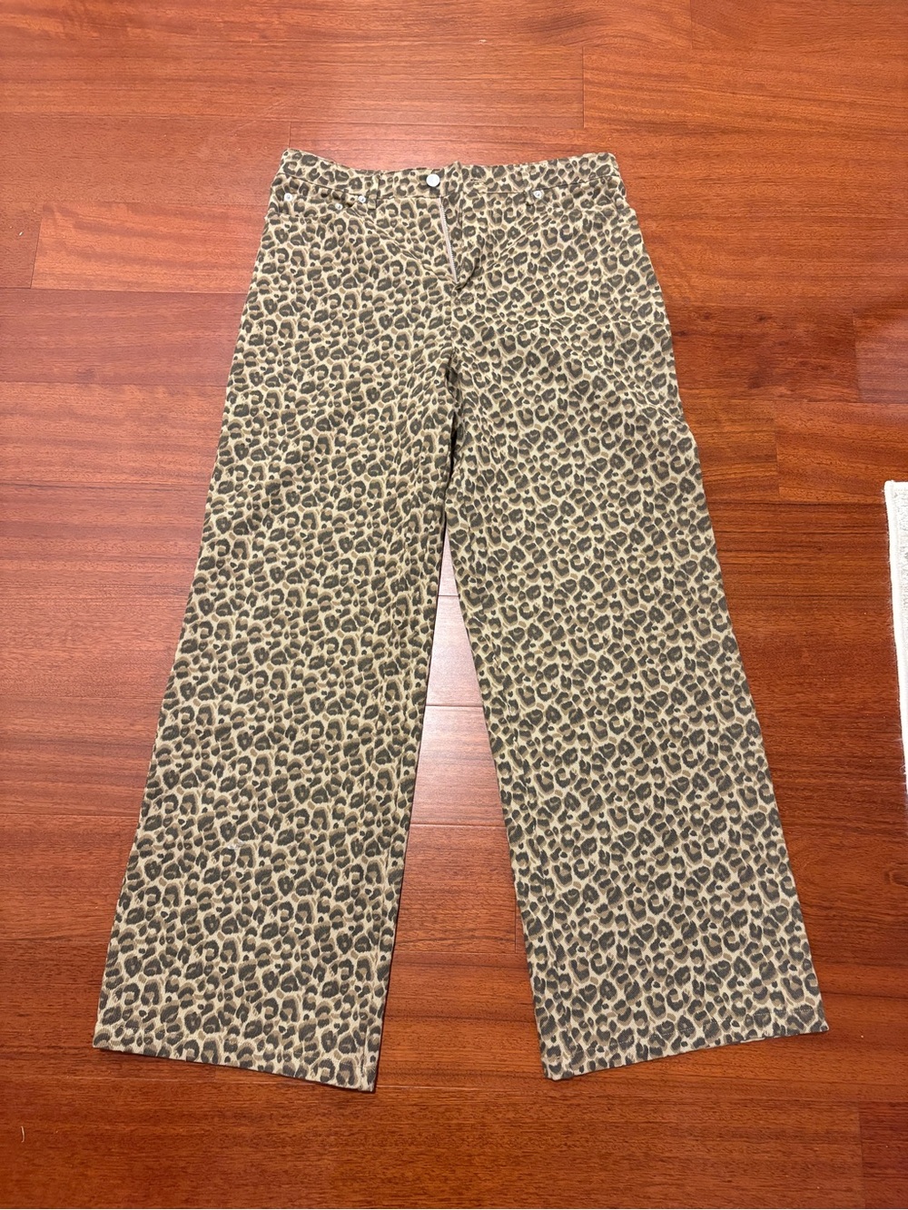 Pink Lily Leopard-Print Wide Leg Pants in Taupe & Black